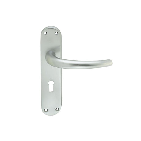 This is an image of Manital - Lilla Lever on Lock Backplate - Satin Chrome available to order from T.H Wiggans Architectural Ironmongery in Kendal, quick delivery and discounted prices.