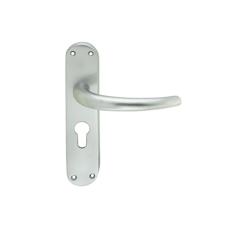 This is an image of Manital - Lilla Lever on Euro Lock Backplate - Satin Chrome available to order from T.H Wiggans Architectural Ironmongery in Kendal, quick delivery and discounted prices.