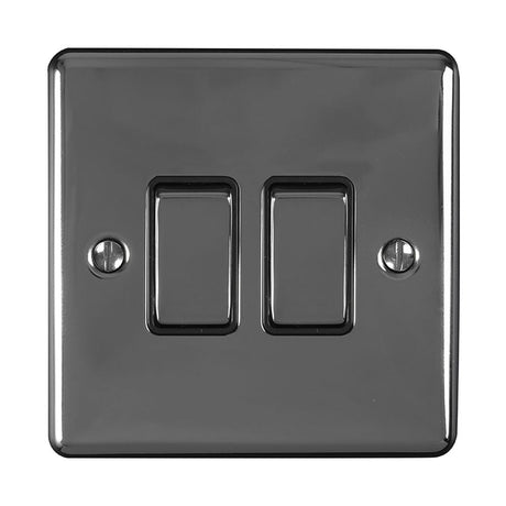 This is an image showing Eurolite Enhance Decorative 2 Gang Switch - Matt Black (With Black Trim) en2swmbb available to order from T.H. Wiggans Ironmongery in Kendal, quick delivery and discounted prices.