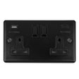 This is an image showing Eurolite Enhance Decorative 2 Gang 13Amp Switched Socket With Usb C Matt Black - Matt Black (With Black Trim) en2usbcmbb available to order from T.H. Wiggans Ironmongery in Kendal, quick delivery and discounted prices.