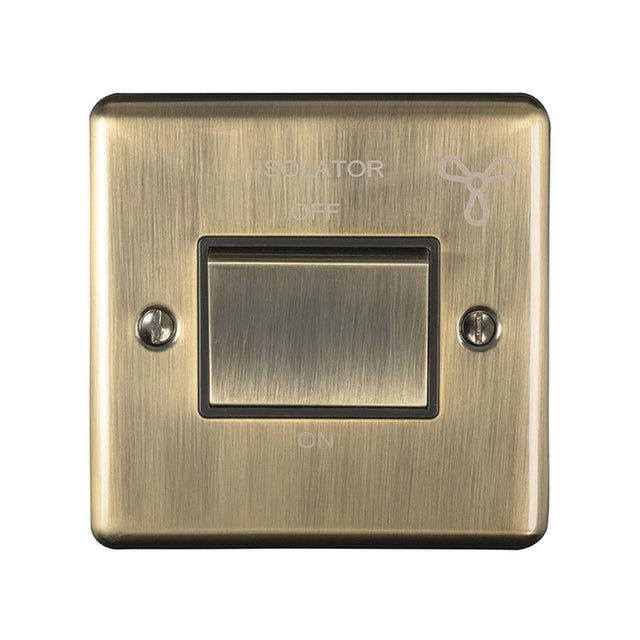 This is an image showing Eurolite Enhance Decorative Fan Switch - Antique Brass (With Black Trim) enfswabb available to order from T.H. Wiggans Ironmongery in Kendal, quick delivery and discounted prices.