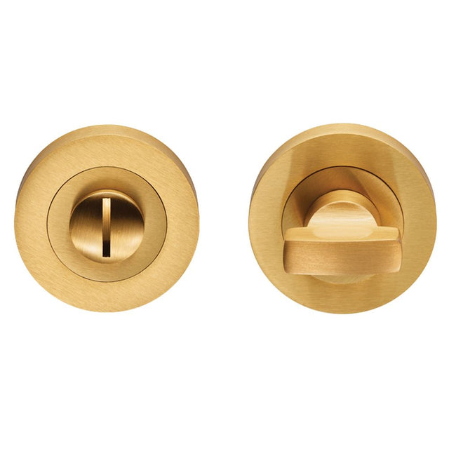 This is an image of Carlisle Brass - Thumbturn & Release - Satin Brass available to order from T.H Wiggans Architectural Ironmongery in Kendal, quick delivery and discounted prices.