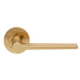 This is an image of Carlisle Brass - Velino Lever on Round Rose - Satin Brass available to order from T.H Wiggans Architectural Ironmongery in Kendal, quick delivery and discounted prices.