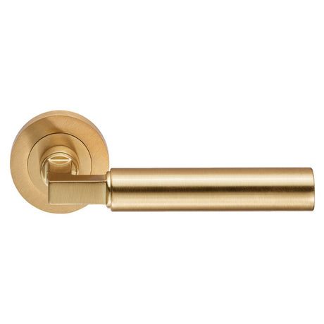 This is an image of Carlisle Brass - Amiata Lever on Rose - Satin Brass available to order from T.H Wiggans Architectural Ironmongery in Kendal, quick delivery and discounted prices.