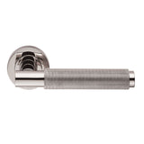 This is an image of Carlisle Brass - Varese Knurled Lever on Rose - Polished Nickel available to order from T.H Wiggans Architectural Ironmongery in Kendal, quick delivery and discounted prices.