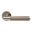 This is an image of Carlisle Brass - Varese Knurled Lever on Rose - Satin Nickel available to order from T.H Wiggans Architectural Ironmongery in Kendal, quick delivery and discounted prices.