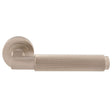 This is an image of Carlisle Brass - Terazzo Lever On Round Rose - Satin Nickel available to order from T.H Wiggans Architectural Ironmongery in Kendal, quick delivery and discounted prices.