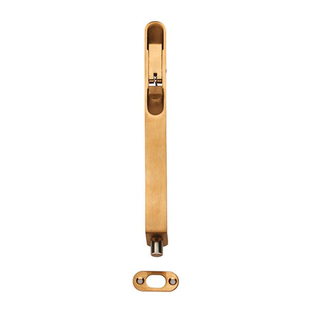 This is an image of a Eurospec - Flush Bolt Radius - Satin Brass that is availble to order from T.H Wiggans Architectural Ironmongery in Kendal in Kendal.