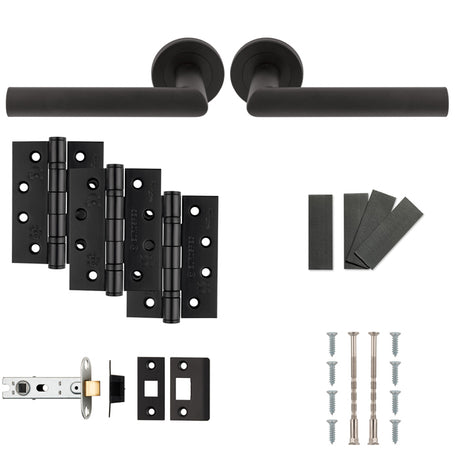 This is an image of a Eurospec - FDP Door Pack FDP1192MB - Matt Black fdp1192mb that is availble to order from T.H Wiggans Ironmongery in Kendal.