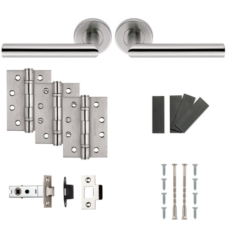 This is an image of a Eurospec - FDP Door Pack - FDP1192SSS - Satin Stainless Steel fdp1192sss that is availble to order from T.H Wiggans Ironmongery in Kendal.