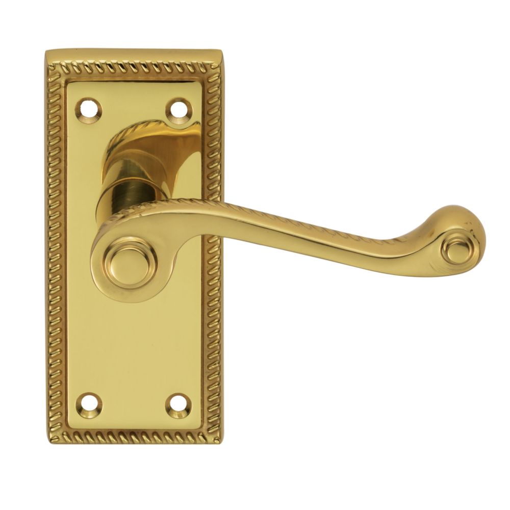 This is an image of Carlisle Brass - Georgian Lever on Latch Backplate - Polished Brass available to order from T.H Wiggans Architectural Ironmongery in Kendal, quick delivery and discounted prices.