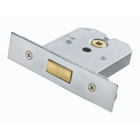 This is an image of a Eurospec - Flat Deadlock 76mm - Satin Chrome Plated that is availble to order from T.H Wiggans Architectural Ironmongery in Kendal.