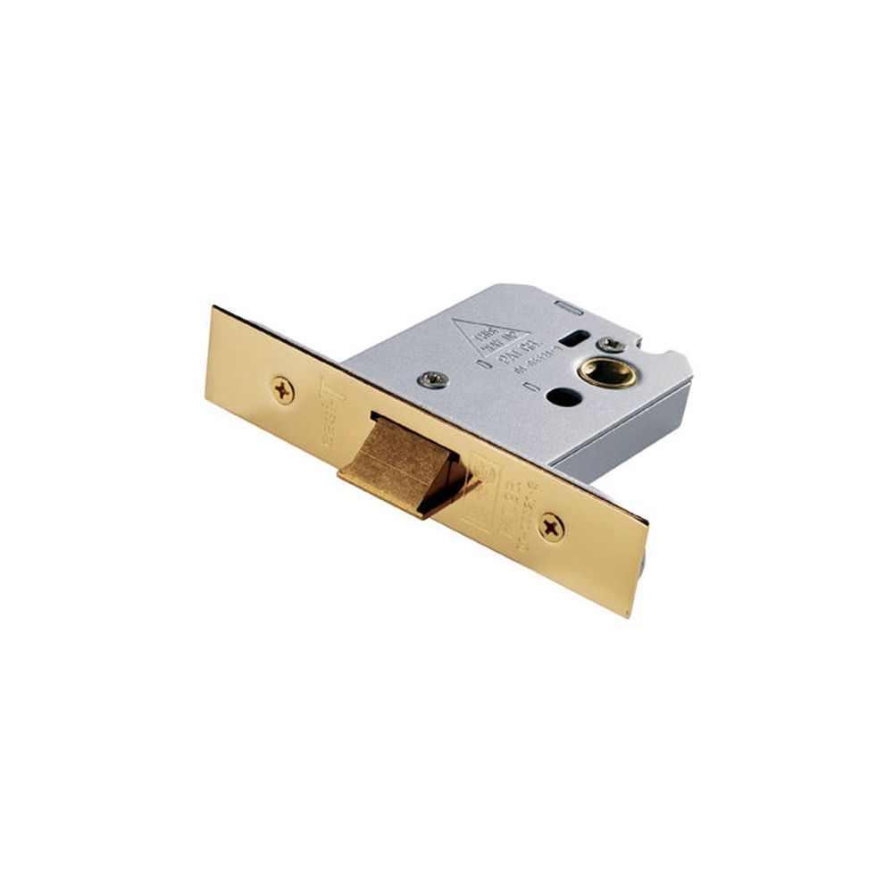 This is an image of a Eurospec - Flat Latch 76mm - Electro Brassed that is availble to order from T.H Wiggans Architectural Ironmongery in Kendal.