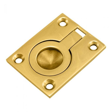 This is an image of a Carlisle Brass - Flush Ring Pull - Polished Brass that is availble to order from T.H Wiggans Architectural Ironmongery in Kendal in Kendal.