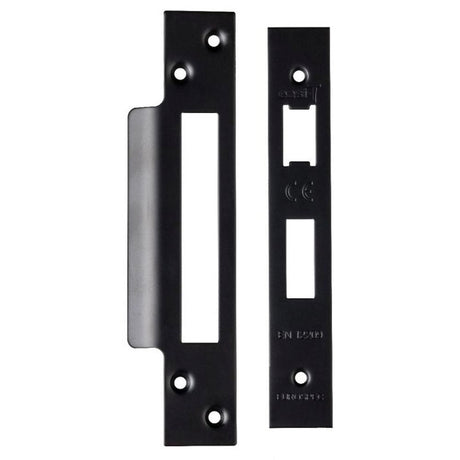 This is an image of a Eurospec - Architectural Sashlock Forend & Strike Pack - Matt Black that is availble to order from T.H Wiggans Architectural Ironmongery in Kendal.