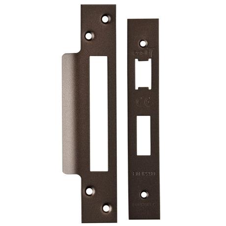 This is an image of a Eurospec - Architectural Sashlock Forend & Strike Pack - Matt Bronze that is availble to order from T.H Wiggans Architectural Ironmongery in Kendal.