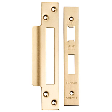 This is an image of a Eurospec - Architectural Sashlock Forend & Strike Pack - Satin Brass that is availble to order from T.H Wiggans Architectural Ironmongery in Kendal.