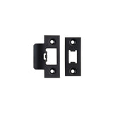 This is an image of a Eurospec - Tls Forend & Strike Pack - Matt Black that is availble to order from T.H Wiggans Architectural Ironmongery in Kendal.