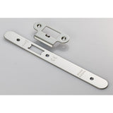 This is an image of a Eurospec - Forend Strike & Fixing Pack To Suit Din Latch-Bright Stainless Steel- that is availble to order from T.H Wiggans Architectural Ironmongery in Kendal.