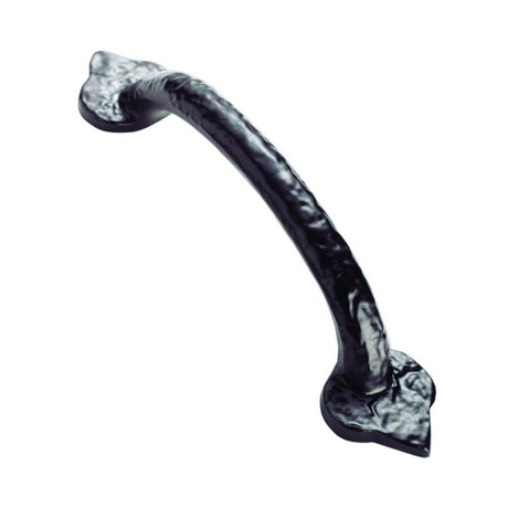 This is an image of a FTD - Fleur de Lys Hammered Pull Handle - Black Antique that is availble to order from T.H Wiggans Architectural Ironmongery in Kendal in Kendal.