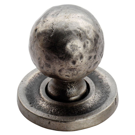 This is an image of a FTD - Hammered Pattern Ball Knob - Pewter Effect that is availble to order from T.H Wiggans Architectural Ironmongery in Kendal in Kendal.