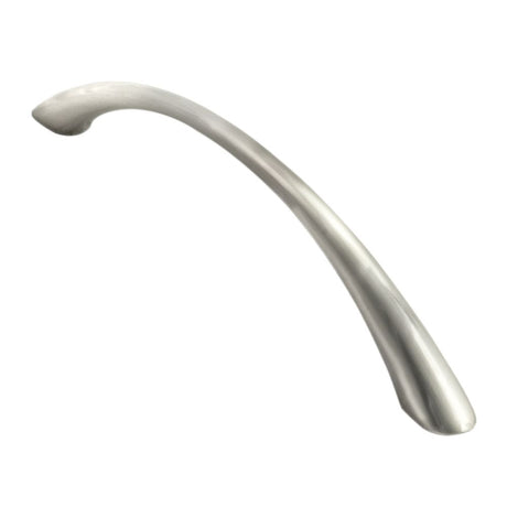 This is an image of a FTD - Waisted Bow Handle 128mm - Satin Nickel that is availble to order from T.H Wiggans Architectural Ironmongery in Kendal in Kendal.