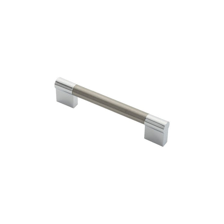 This is an image of a FTD - Keyhole Handle 128mm - Satin Nickel/Polished Chrome that is availble to order from T.H Wiggans Architectural Ironmongery in Kendal in Kendal.