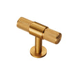 This is an image of a FTD - Knurled T-bar Knob - Satin Brass that is availble to order from T.H Wiggans Architectural Ironmongery in Kendal in Kendal.