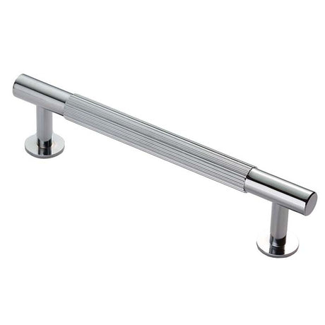 This is an image of a Carlisle Brass - Lines Pull Handle 128mm c/c - Polished Chrome that is availble to order from T.H Wiggans Architectural Ironmongery in Kendal in Kendal.