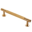 This is an image of a Carlisle Brass - Lines Pull Handle 128mm c/c - Satin Brass that is availble to order from T.H Wiggans Architectural Ironmongery in Kendal in Kendal.