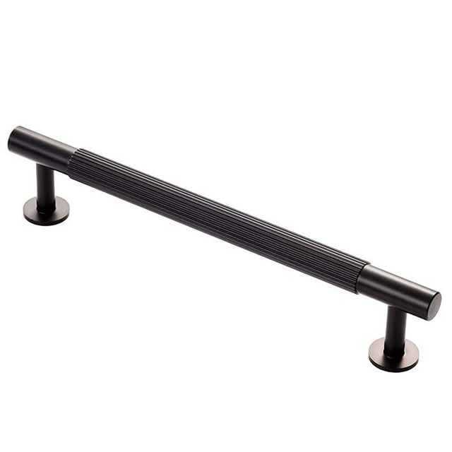 This is an image of a Carlisle Brass - Lines Pull Handle 160mm c/c - Matt Black that is availble to order from T.H Wiggans Architectural Ironmongery in Kendal in Kendal.