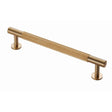 This is an image of a Carlisle Brass - Lines Pull Handle 160mm c/c - Satin Brass that is availble to order from T.H Wiggans Architectural Ironmongery in Kendal in Kendal.