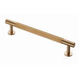 This is an image of a Carlisle Brass - Lines Pull Handle 160mm c/c - Satin Brass that is availble to order from T.H Wiggans Architectural Ironmongery in Kendal in Kendal.