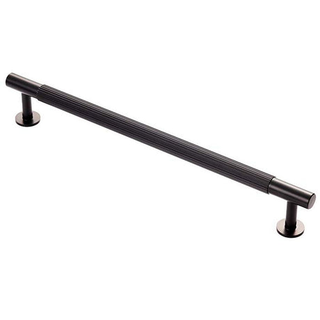 This is an image of a Carlisle Brass - Lines Pull Handle 224mm c/c - Matt Black that is availble to order from T.H Wiggans Architectural Ironmongery in Kendal in Kendal.