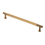 This is an image of a Carlisle Brass - Lines Pull Handle 224mm c/c - Satin Brass that is availble to order from T.H Wiggans Architectural Ironmongery in Kendal in Kendal.