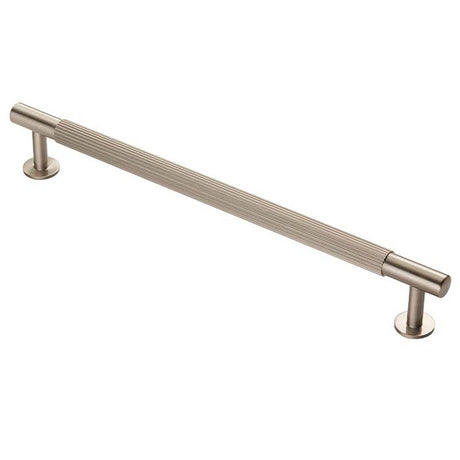 This is an image of a Carlisle Brass - Lines Pull Handle 224mm c/c - Satin Nickel that is availble to order from T.H Wiggans Architectural Ironmongery in Kendal in Kendal.