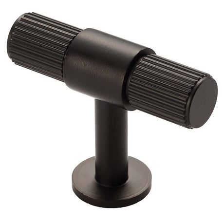 This is an image of a Carlisle Brass - Lines T-bar Knob - Matt Black that is availble to order from T.H Wiggans Architectural Ironmongery in Kendal in Kendal.