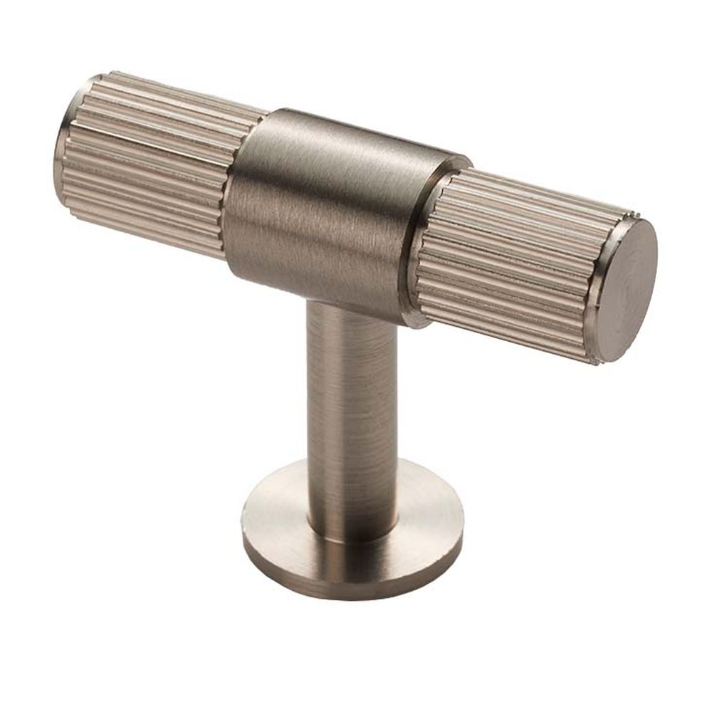 This is an image of a Carlisle Brass - Lines T-Bar Knob - Satin Nickel that is availble to order from T.H Wiggans Architectural Ironmongery in Kendal in Kendal.