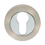 This is an image of Carlisle Brass - Euro Profile Escutcheon - Satin Nickel / Polished Chrome available to order from T.H Wiggans Architectural Ironmongery in Kendal, quick delivery and discounted prices.