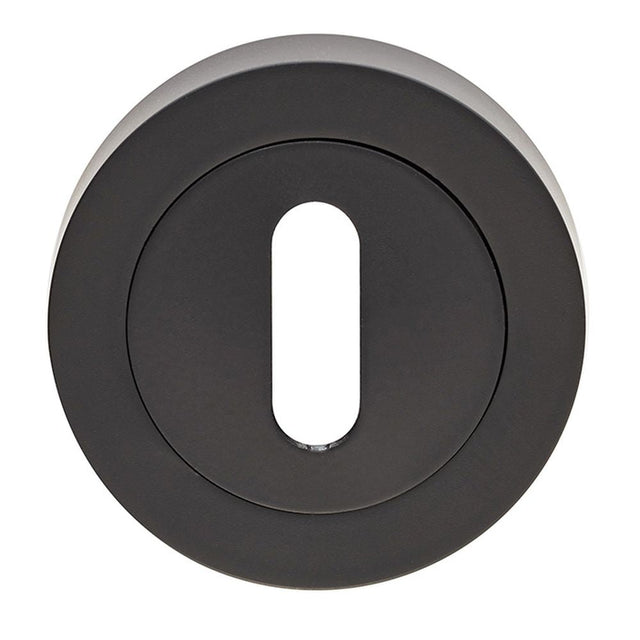 This is an image of Carlisle Brass - Standard profile Escutcheon - Matt Black available to order from T.H Wiggans Architectural Ironmongery in Kendal, quick delivery and discounted prices.
