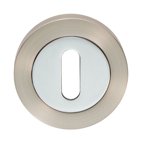 This is an image of Carlisle Brass - Standard Profile Escutcheon - Satin Nickel / Polished Chrome available to order from T.H Wiggans Architectural Ironmongery in Kendal, quick delivery and discounted prices.