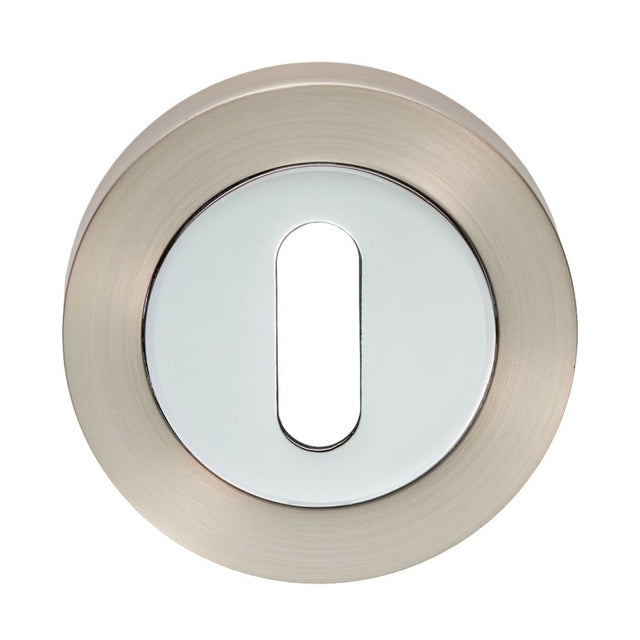 This is an image of Carlisle Brass - Standard Profile Escutcheon - Satin Nickel / Polished Chrome available to order from T.H Wiggans Architectural Ironmongery in Kendal, quick delivery and discounted prices.