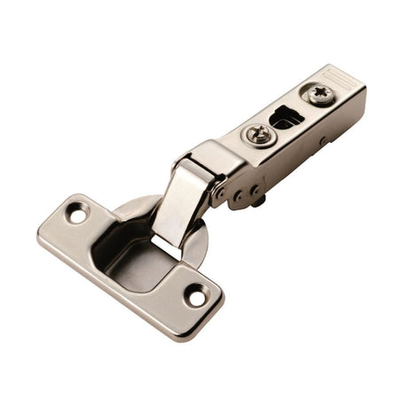 This is an image of a Carlisle Brass - Half Overlay Soft Close Hinges - Nickel Plate that is availble to order from T.H Wiggans Architectural Ironmongery in in Kendal.