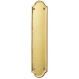This is an image of Carlisle Brass - Finger Plate Shaped End 302 x 65mm - Polished Brass available to order from T.H Wiggans Architectural Ironmongery in Kendal, quick delivery and discounted prices.