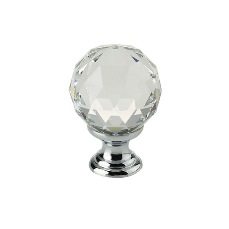 This is an image of a Frelan - Crystal Cabinet Knobs 40mm Dia. - Polished Chrome that is availble to order from T.H Wiggans Architectural Ironmongery in Kendal in Kendal.
