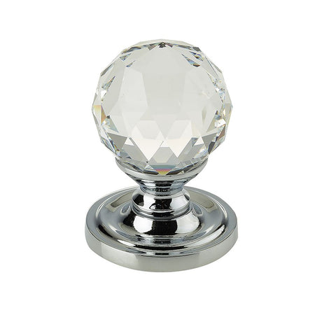 This is an image of Frelan - 50mm Dia. Crystal Mortice Knobs - Polished Chrome available to order from T.H Wiggans Architectural Ironmongery in Kendal, quick delivery and discounted prices.