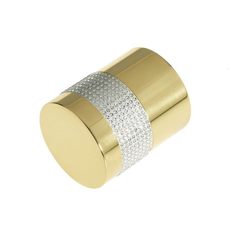 This is an image of Frelan - Cylindrical Crystal Mortice Knobs - Polished Brass available to order from T.H Wiggans Architectural Ironmongery in Kendal, quick delivery and discounted prices.