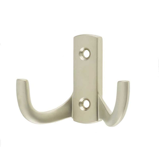 This is an image showing the Frelan - Vittoria Double Robe Hook - Satin Nickel available to order from T.H. Wiggans Ironmongery in Kendal