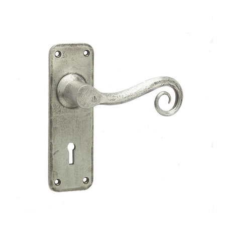 This is an image of Frelan - Chester Standard Lever Lock Handles on Backplate - Pewter available to order from T.H Wiggans Architectural Ironmongery in Kendal, quick delivery and discounted prices.