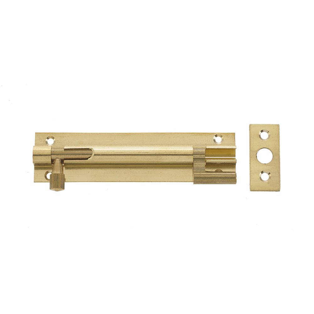 This is an image showing the Frelan - 50x25mm PB NKD Barrel bolt available to order from T.H. Wiggans Ironmongery in Kendal